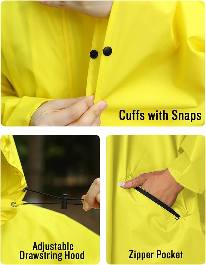 SaphiRose Unisex Rain Poncho Hooded Waterproof Raincoat - Image 5