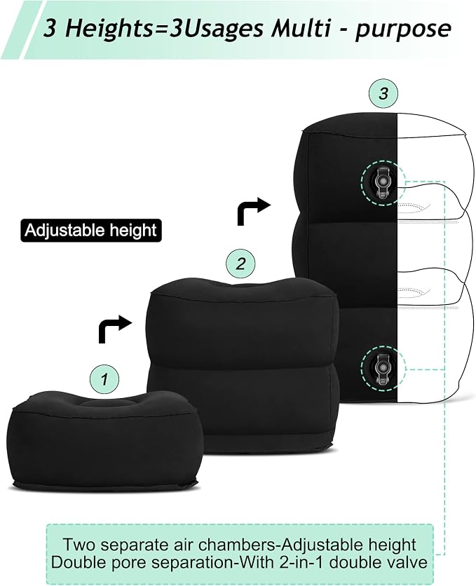 JefDiee Inflatable Travel Foot Rest Pillow, Kids Airplane Bed, Adjustable 3 - Image 5