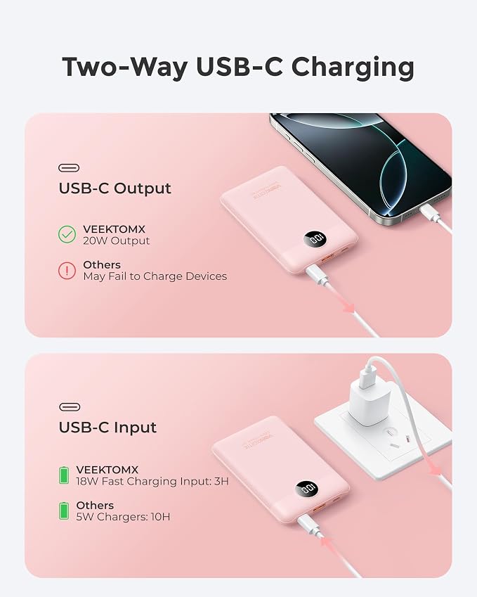 VEEKTOMX Small Portable Charger, Mini Power Bank 10000mAh, PD 22.5W Fast - Image 4