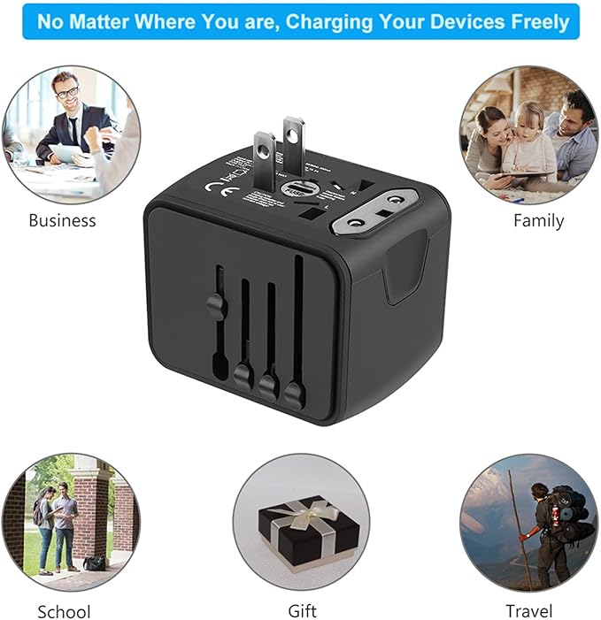 Universal International Travel Power Adapter W/High Speed 2.4A USB, 3.0A Type-C - Image 8