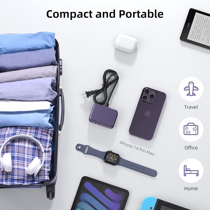 USB C Charger Block, 100W GaN 6 Port PD USB C QC USB A Wall Charger Adapter - Image 5