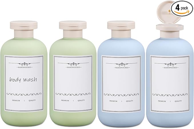 ASEVAT 6.7oz 4Pcs Refillable Travel Shampoo & Conditioner Bottles by ASEVAT