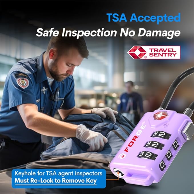 Forge TSA Approved Luggage Locks, Re-settable Combination - Image 2