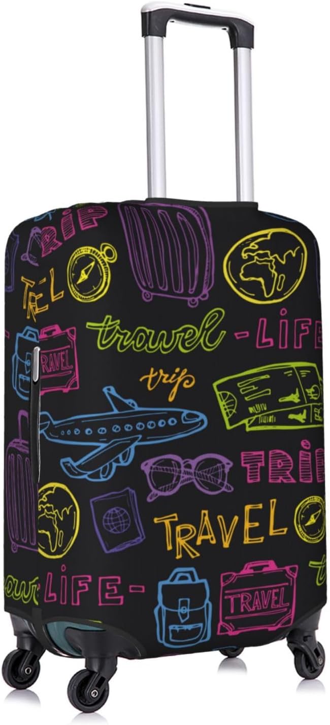 Trip Colored Graffiti Travel-Life Style Luggage Cover Washable Suitcase - Image 7