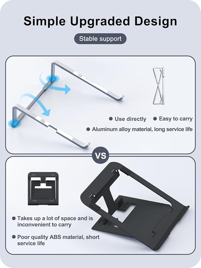 Laptop Stand for Desk, Aluminum Computer Stand for Laptop, Foldable Laptop Riser - Image 6