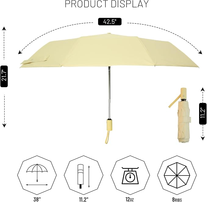 SY COMPACT Umbrella Automatic Travel Waterproof Light Folding Umbrellas Easy - Image 5
