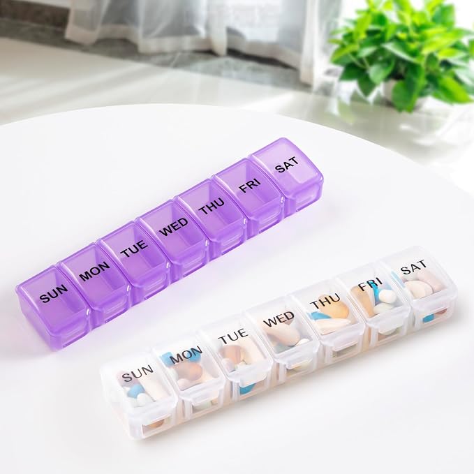 Small Pill Organizer 2 Times a Day, 2 Pack 7 Day Pill Box 1 Time a Day - Image 6