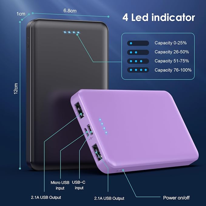 Portable Charger Power Bank 10000mAh, Ultra Slim Compact External Battery Pack - Image 4