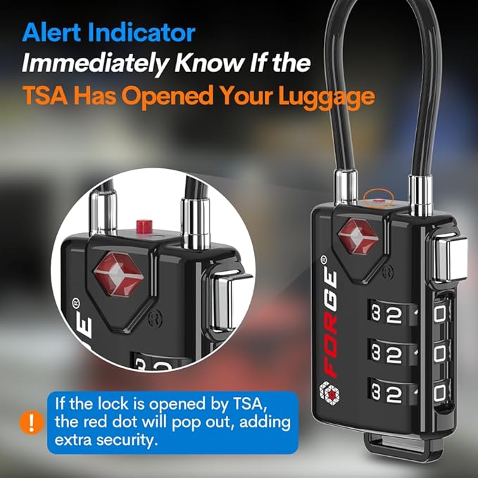 TSA Approved Cable Luggage Locks, Re-settable Combination - Image 3