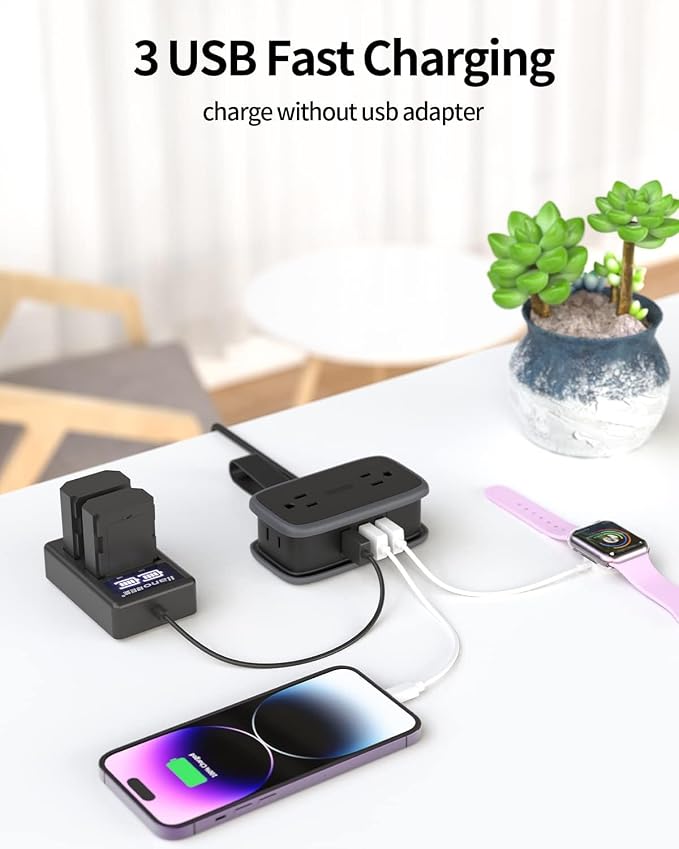 Travel Power Strip with USB Ports, NTONPOWER 4ft Flat Plug Wrapped Around Short - Image 5