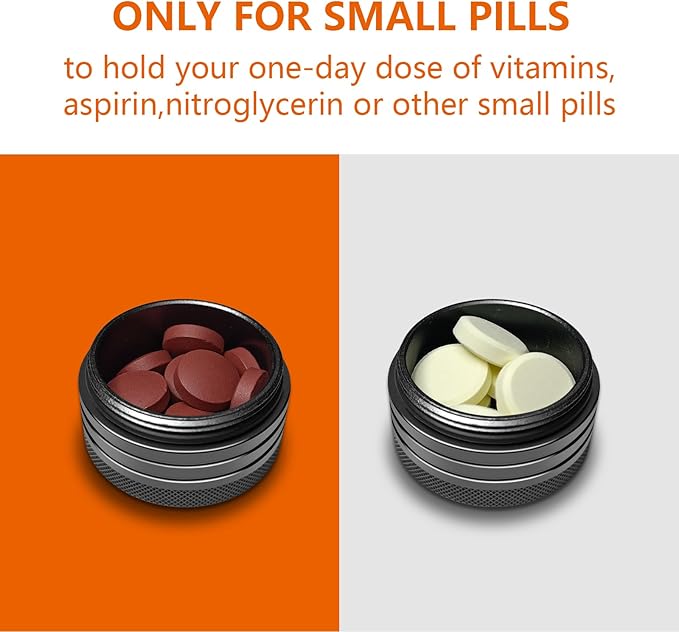 2 Sets Small Pill Box, Portable Daily Box, Aluminium Alloy Round Container - Image 5