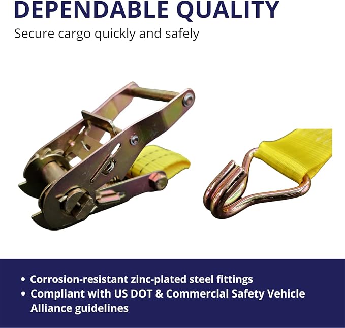 10 Pack 1.5" x15' Ratchet Strap 4400LB - Image 3