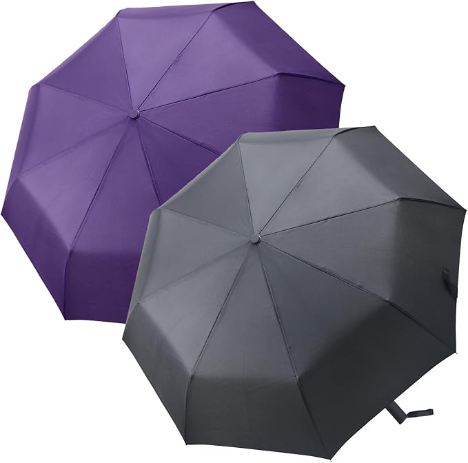 PFFY 2 Packs Travel Umbrella Windproof Auto Open & Close Collapsible Folding - Image 2