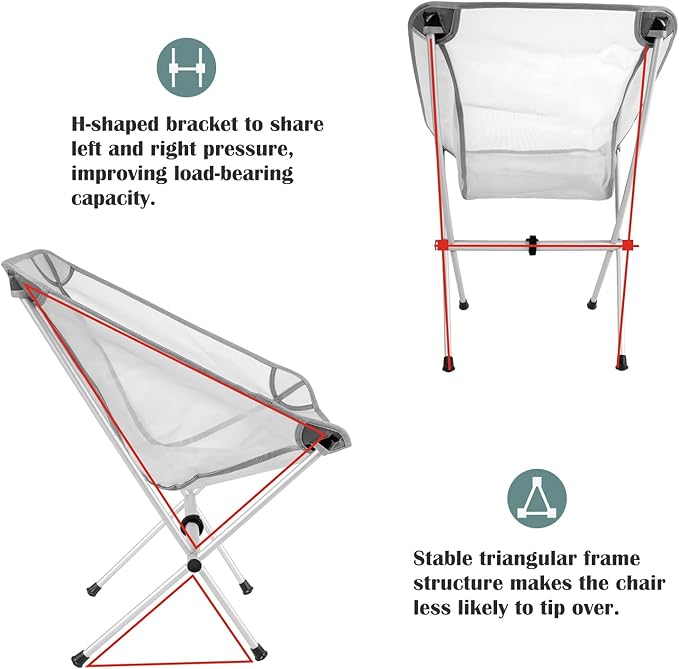 Ultra-Light Folding Camping Chair, All-Aluminum Frame, Surper Breathable Fabric - Image 6