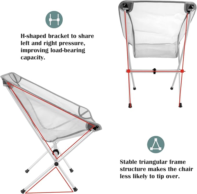 Ultra-Light Folding Camping Chair, All-Aluminum Frame, Surper Breathable Fabric - Image 6