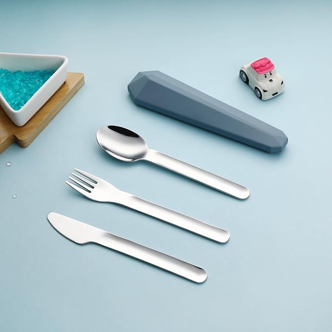 DEVICO Travel Utensils with Case, Reusable Camping Silverware Cutlery, 18/8 - Image 8