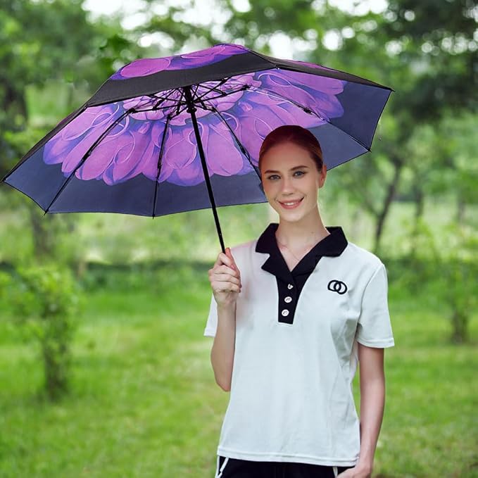 LANBRELLA Compact Reverse Folding Umbrella Auto Windproof Travel Umbrella - Image 2