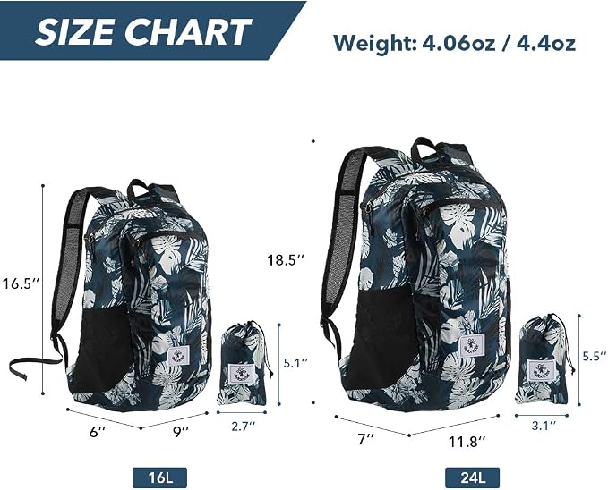 4Monster Hiking Daypack, Water Resistant Lightweight Packable Backpack - Image 3