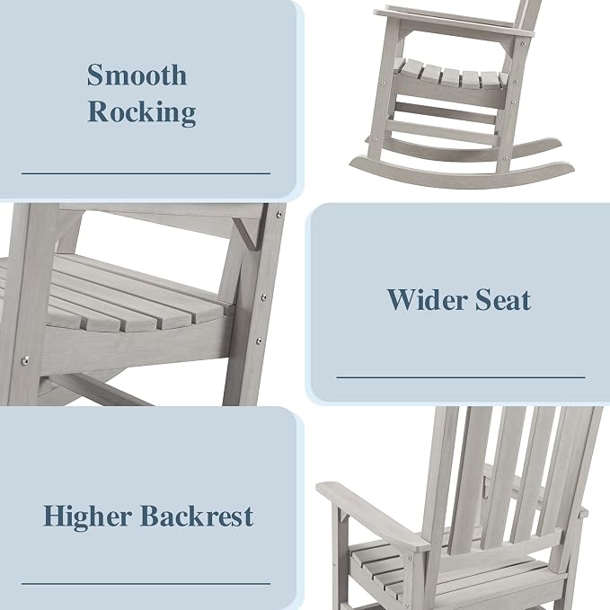 Psilvam Oversized Outdoor Rocking Chair Set of 2, Porch Rocker - Image 4