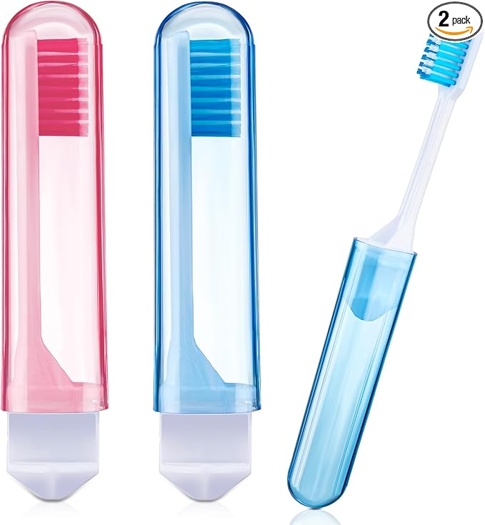 Patelai 2 Pcs Travel Toothbrush Set, Soft Bristle Mini Foldable Tooth Brush by Patelai