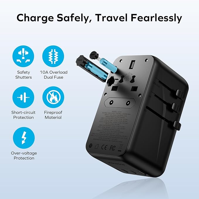 MOMAX 140W Universal Travel Adapter, GaN Technology, EU/UK/AUS/US/JP Worldwide - Image 6
