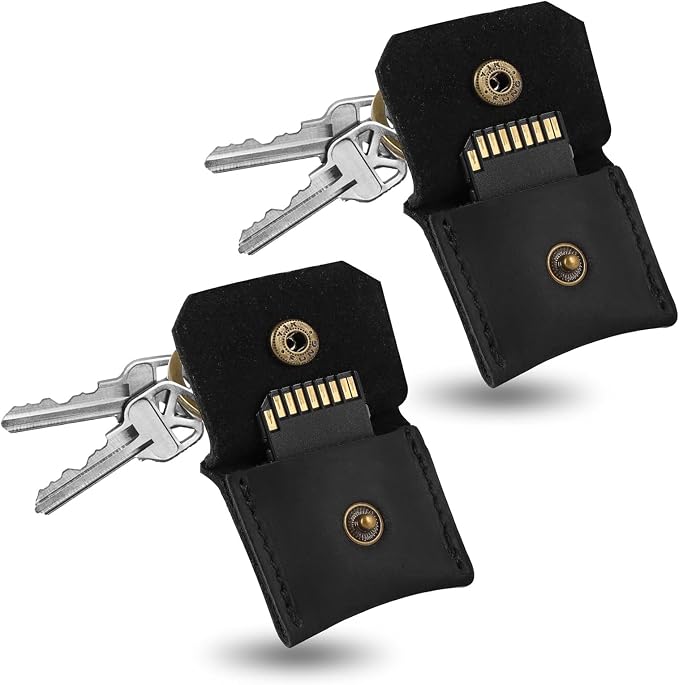 Jack&Chris Genuine Leather SD Card Holder Keychain, Anti-Shock Anti-Dust SD by JackChris
