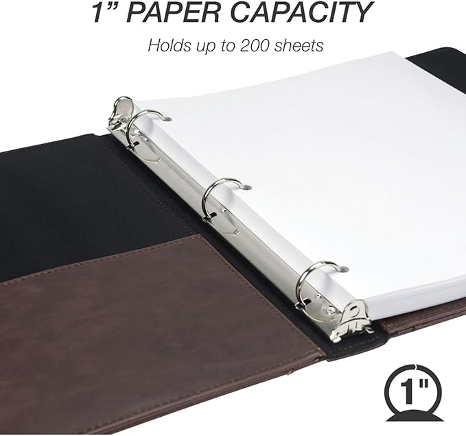 Samsill Vintage Leather 3 Ring Binder, Professional Organizer, 1 Inch Round Ring - Image 6