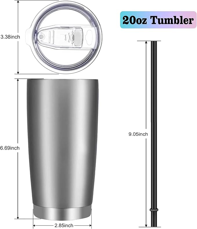 VEGOND 20oz Tumbler with Lid and Straw Stainless Steel Tumbler Cup Bulk Vacuum - Image 4