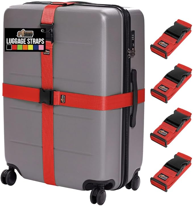 GORILLA GRIP Heavy Duty 4 Pack Adjustable Luggage Straps by GorillaGrip