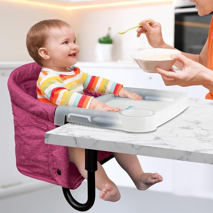 Hook On Chair with Removable Dining Tray, Portable Hook-On Chairs with Storage - Image 2