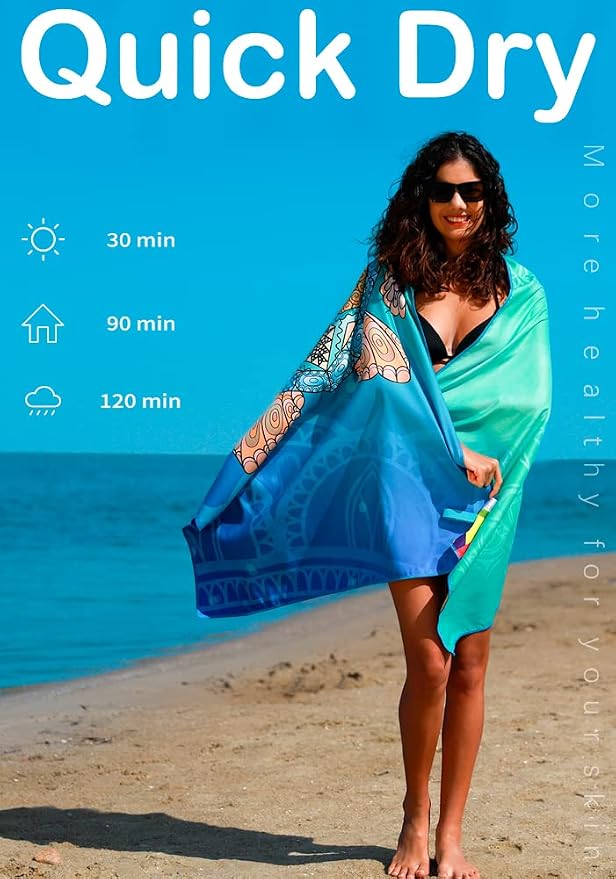 4 Pack Microfiber Lightweight Beach Towel Sand Free Quick Dry Absorbent Thin - Image 5