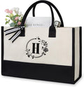 TOPDesign Personalized Initial Jute/Canvas Beach Bag, Monogrammed Gift Tote Bag by TOPDesign