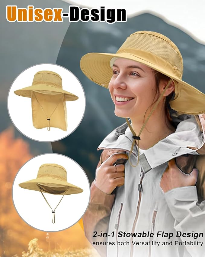 Outdoor Sun Hats with Stowable Neck Flap - Image 4