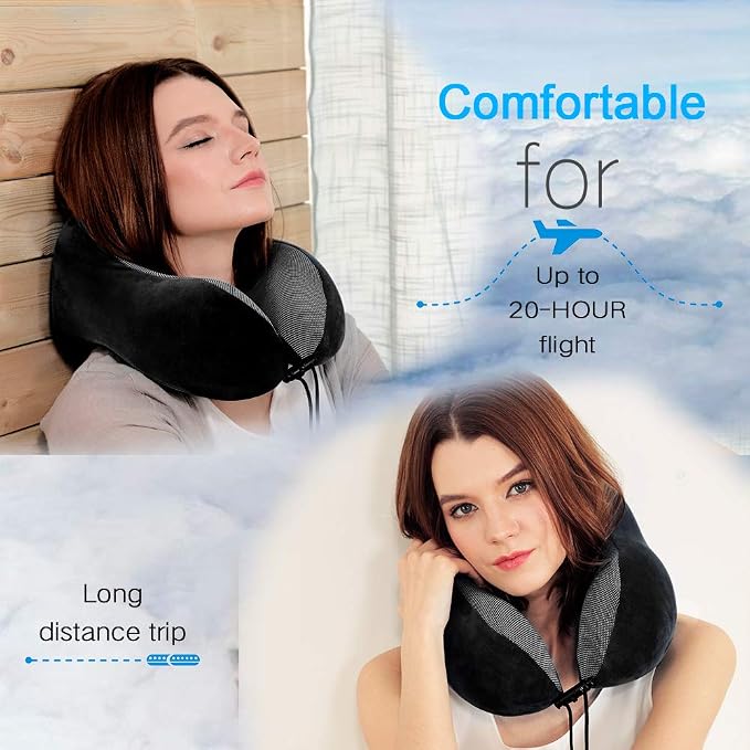 Travel Pillow, Best Memory Foam Neck Pillow Head Support Soft Pillow - Image 2