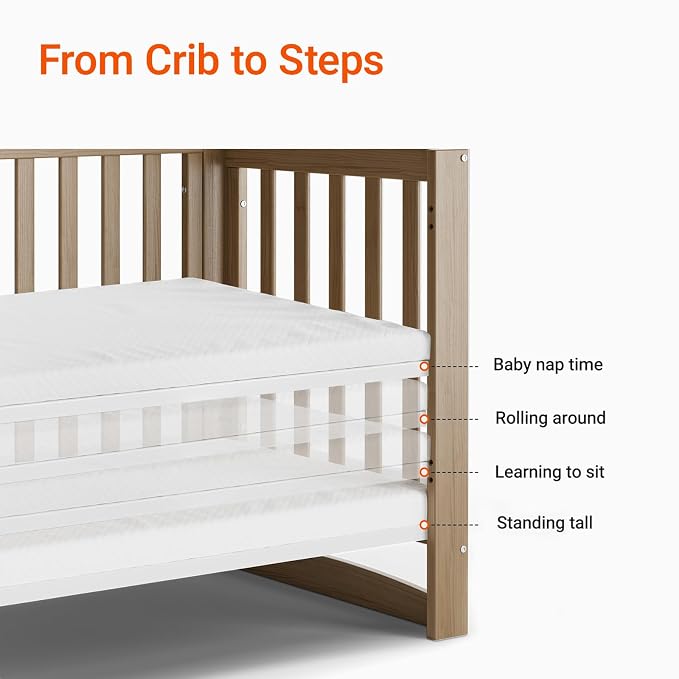 EvoNest Baby Crib, 6 in 1 Convertible Mini Crib - Image 6