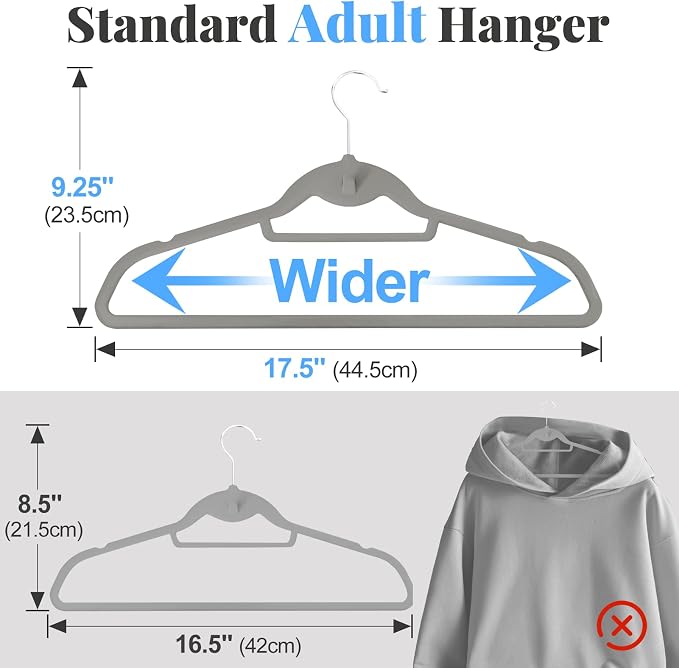 Velvet Felt Stackable Hangers 50 Pack, Non Slip, - Image 3