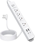 TROND Flat Plug Power Strip USB-10ft Flat Extension Cord Surge Protector Wall by TRONDOfficial