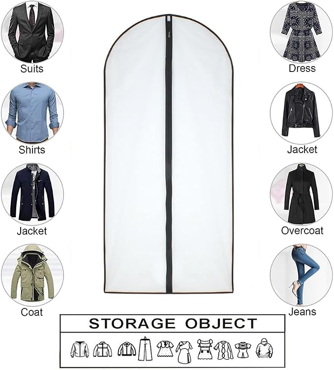 Garment Bag Black Side Breathable Clear Full Zipper Bags - Image 5