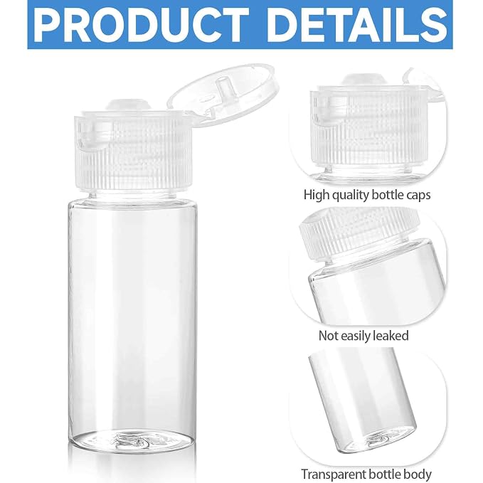 Travel Size Make up Sample Containers, 12 Clear Plastic Mini Travel Bottles - Image 3