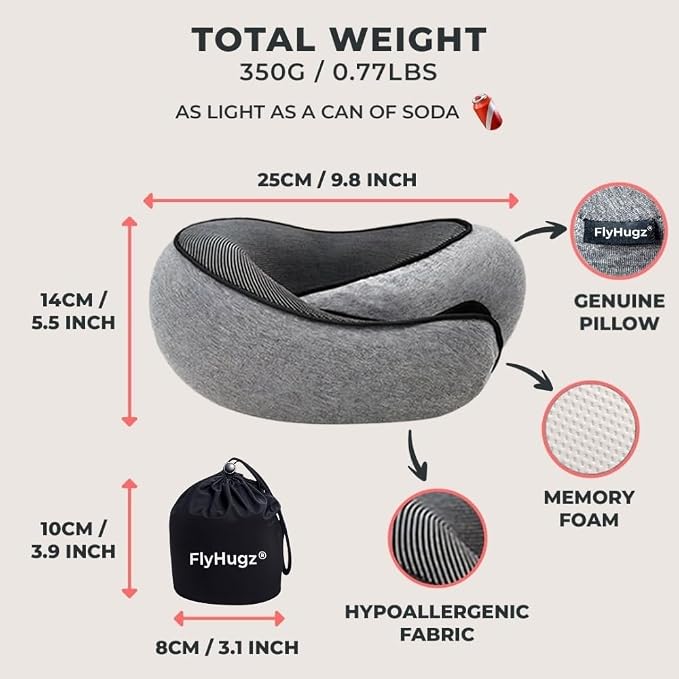 FlyHugz® Neck Travel Pillow | Memory Foam Neck Pillow - Image 5