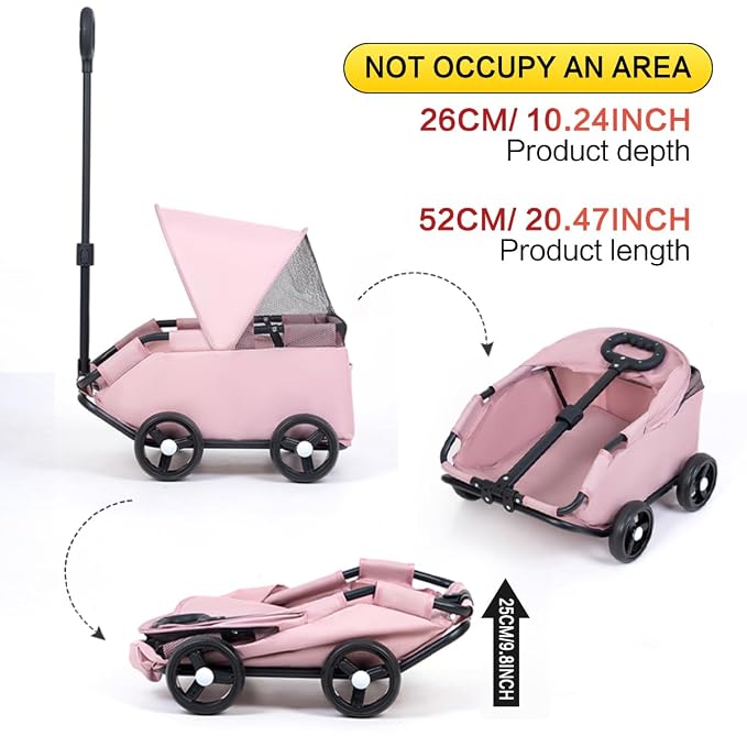 Dog Stroller 4 Wheels Folding Dog Cart - Image 7