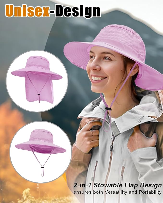 Outdoor Sun Hats with Stowable Neck Flap - Image 3