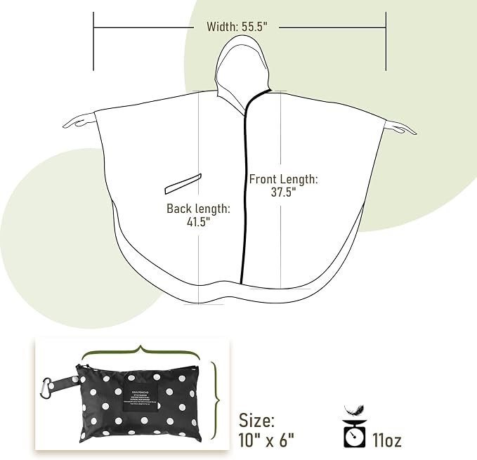 SaphiRose Unisex Rain Poncho Raincoat Hooded - Image 6