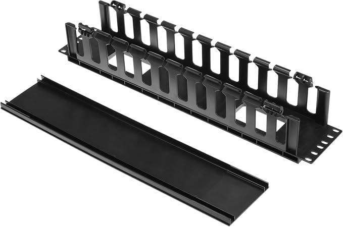QWORK 4 Pack 2U Horizontal Rack Mount Cable Management Organizer, 19x3.5x3.4 - Image 2