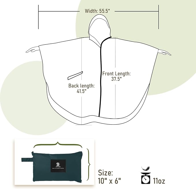 SaphiRose Unisex Rain Poncho Raincoat Hooded - Image 6