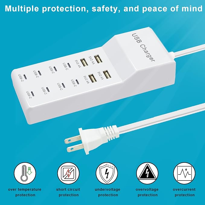 USB Charging Station with 12 Port USB Power Strip Fast Charging - Image 2