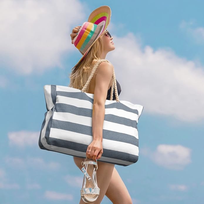 Becokan Beach Bag Large Beach Tote Bag - Image 5