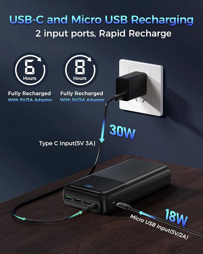 Portable Charger Power Bank 50000mAh, USB-C PD 30W and QC 4.0 Fast Charging - Image 6