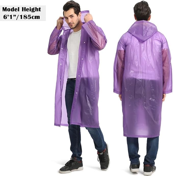 Opret 2 Pack Raincoats for Adults Reusable, EVA Rain Ponchos Lightweight Rain - Image 5