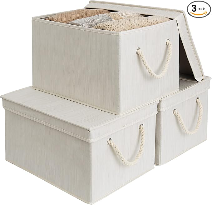 StorageWorks Storage Bins with Lids, Decorative Storage Boxes with Lid and Soft by StorageWorks